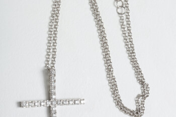 crosses long necklace white gold