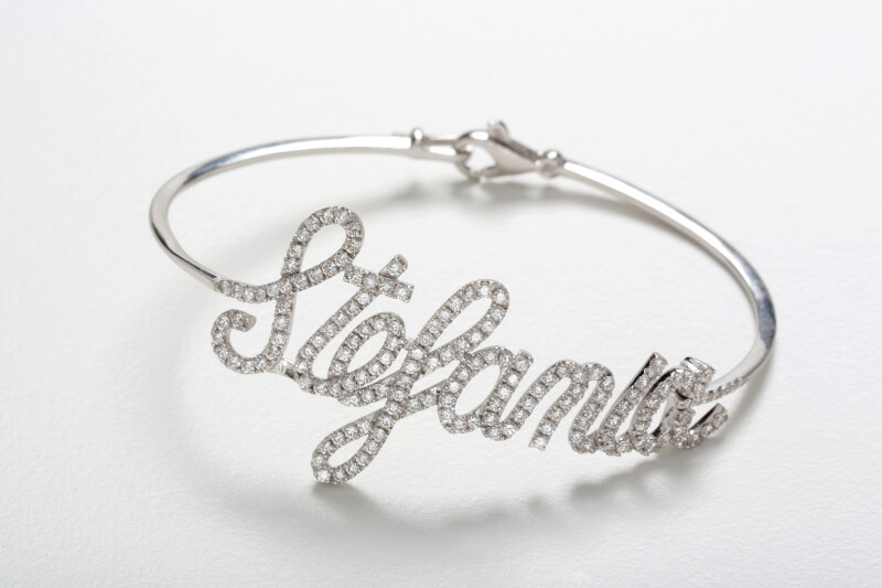 custom name bracelet in white gold custom name bracelet in white gold